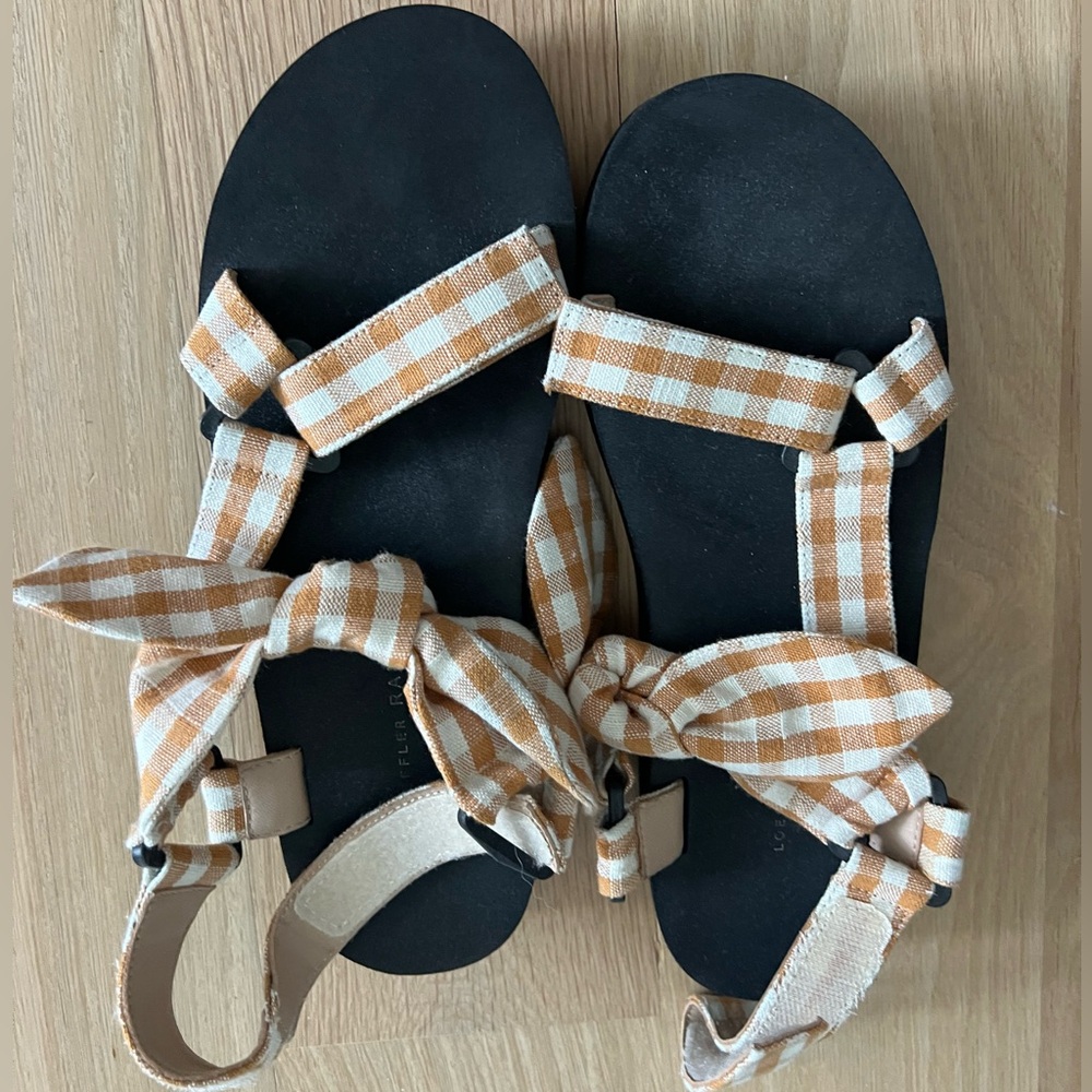 Loeffler Randall Maisie Sporty Sandals in Amber Gingham 8.5 worn less than 5x